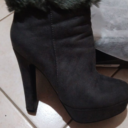 Velvet ankle boots, grey, size 38