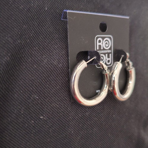Silver Earrings Thick Hoop Surgical Steel New