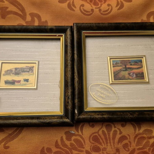 Chromolithograph frames used with 23 Kt gold leaf, set of 2