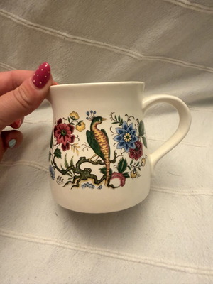Purbeck Ceramics milk jug vintage, used, hand-painted peacock design