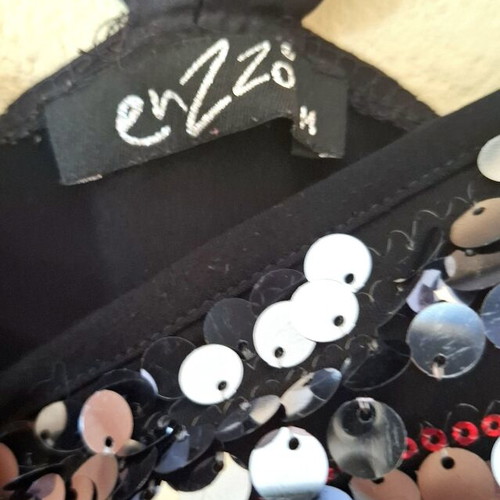 Enzzo Y2K vintage black and silver sequin top with straps