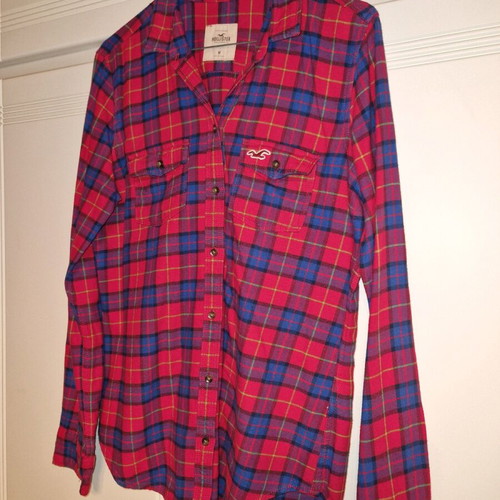 Hollister unisex shirt blue red checkered like new, size Small - Medium