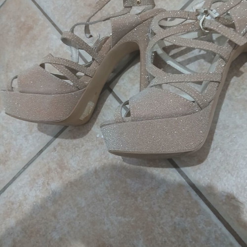 Nak women's gold high-heeled sandals, size 38