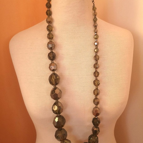 Long olive plexiglass necklace like new
