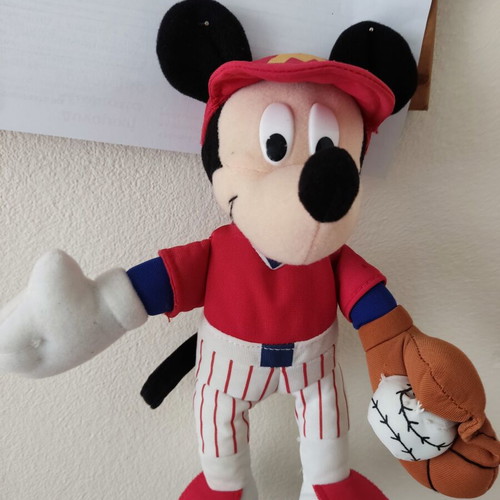 Mickey Mouse Run Baseball plush doll like new, 27cm, 1990s
