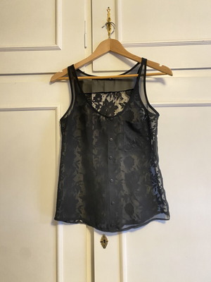 Black transparent sleeveless top with lace new, size S