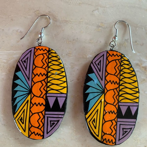 Vintage wooden earrings handmade, new, ethnic tribal designs