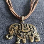 Parfois Elephant Necklace like new with stones on natural suede
