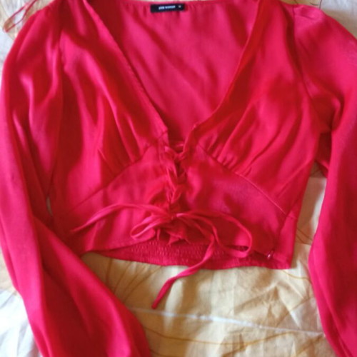 Pink Woman satin red blouse
