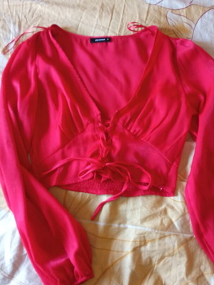 Pink Woman satin red blouse