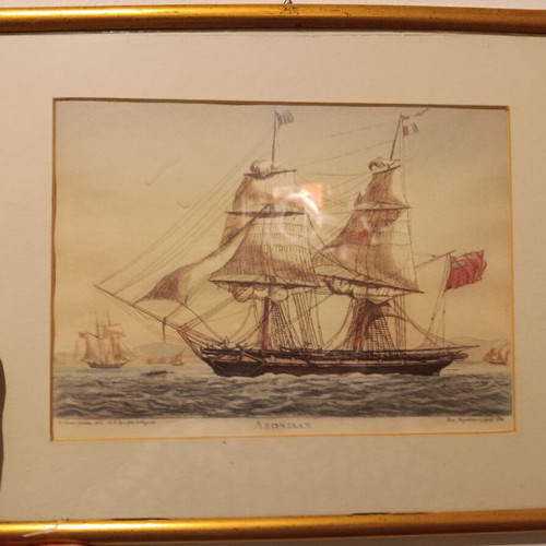 Lykourgos Kogevinas The Ships of the Struggle, two framed prints 1938