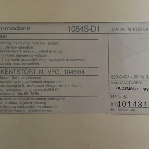 Commodore 1084s-d1 monitor for spare parts