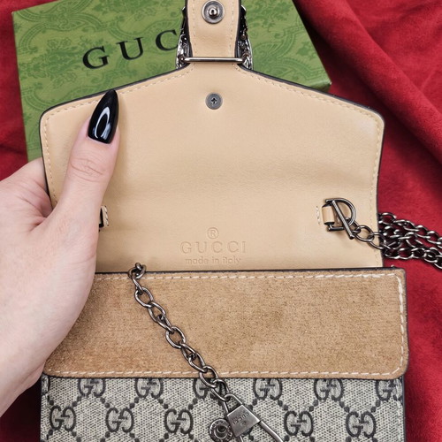 Gucci Dionysus shoulder bag used, super mini edition, beige and brown