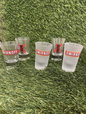Vodka shot glasses Smirnoff and Serkova like new