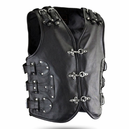 Leather MotoMall ROCK motorcycle vest new, calfskin with buckles