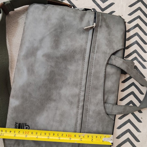 Admiral Loborn laptop bag, grey, alcantara fabric