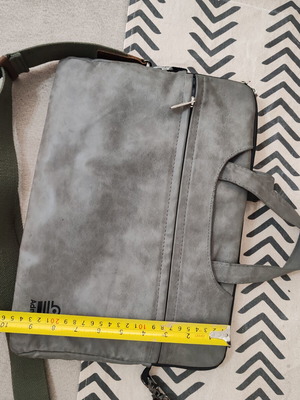 Admiral Loborn laptop bag, grey, alcantara fabric