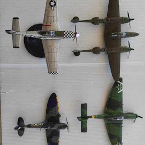 Metal warplanes used, set of 4 Stuka Mustang Spitfire Lockheed P-38