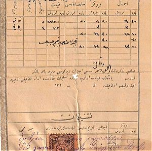 Παλιό Έγγραφο : Οθωμανικό, Καταβολή Κτηματικών Φόρων (Rodos 1901), με 1 Χαρτόσημο Οθωμανικό.