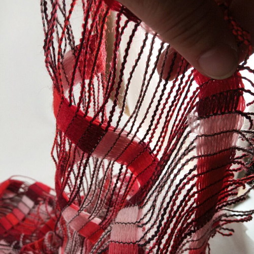 Red perforated scarf new 160x55 cm