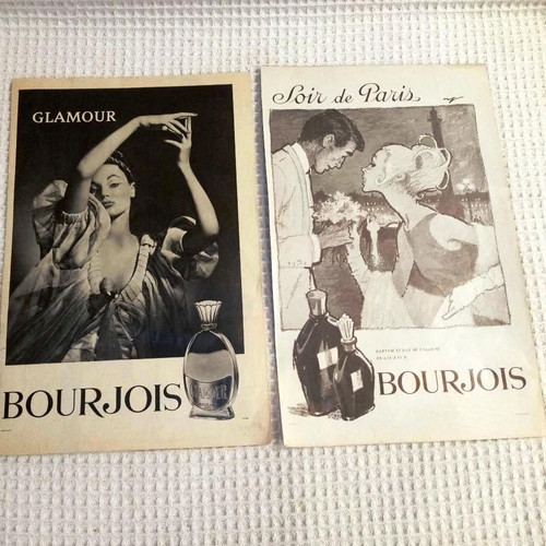 Bourjois perfume advertisements used, lot of 3 vintage
