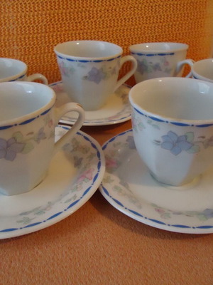 Fena Porzellan coffee cups new, set of 6 with saucers