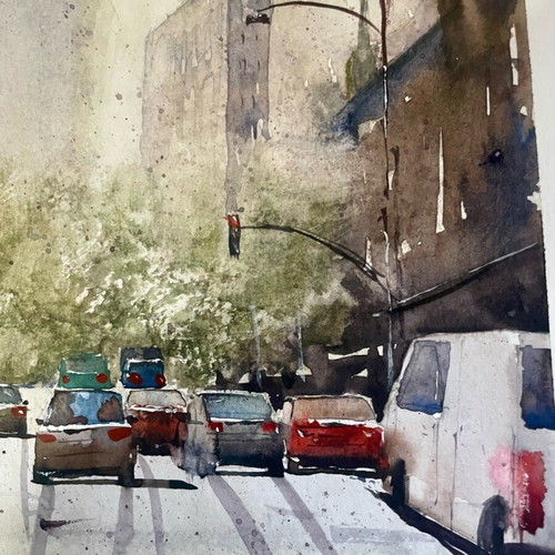 Hand-painted artwork new on watercolor paper 29.5x20.5 cm