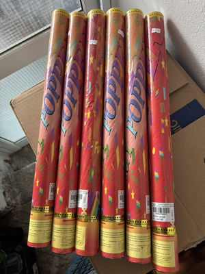 Party poppers 58cm, pack of 6