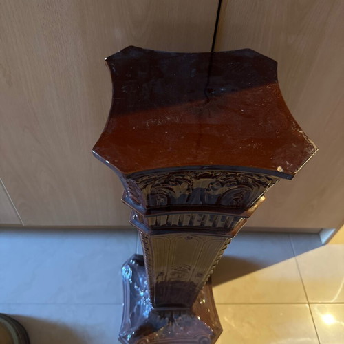 Porcelain flower stands used, set of 2, brown color, 70 cm height