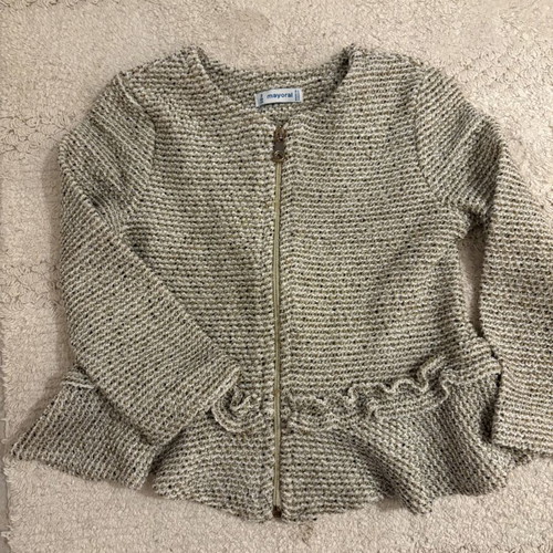 Mayoral cardigan 2 years old like new, beige with gold thread