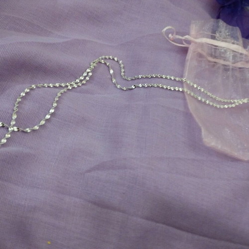 Twisted shiny silver chain new, approximately 60 cm long
