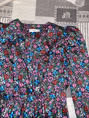 Mango floral φόρεμα αφόρετο large κρουαζέ με βάτες