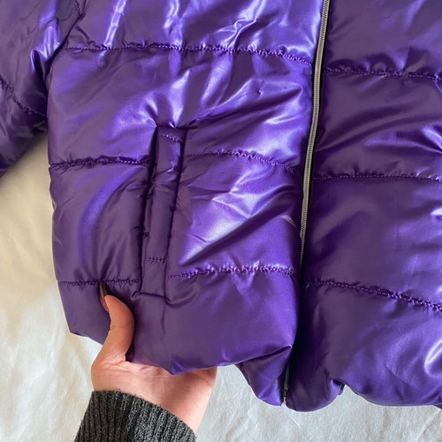 Haan purple cropped puffer jacket like new, size L