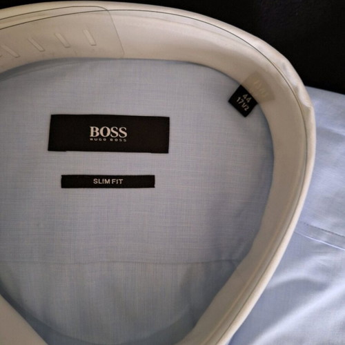 BOSS men's shirt new, slim fit, white and blue, size XL