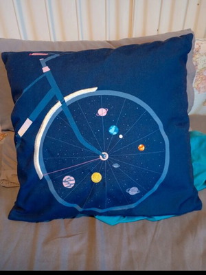 Blue Flying Tiger pillow like new with solar system design
