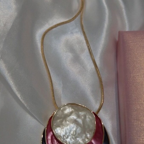 Steel necklace set with enamel and dangle earrings floral new