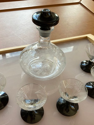 Liqueur set used with 5 glasses