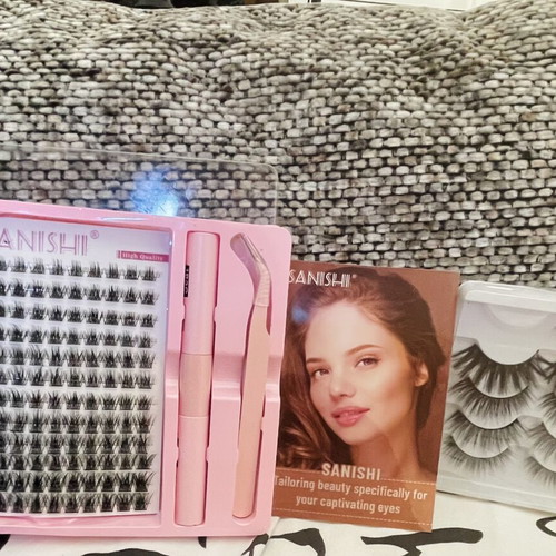 Sanishi Eyelash Set like new with tweezers and various sizes