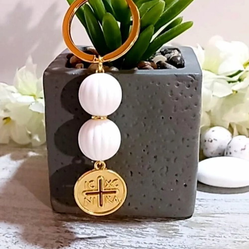 Handmade martyrika keychains with double-sided Konstantinato