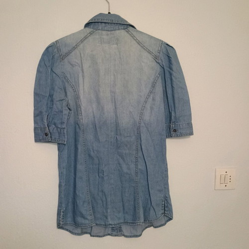 Pull&Bear women's denim short-sleeve shirt like new, blue