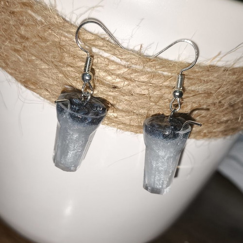 Galaxy cocktail earrings new, blue and silver resin