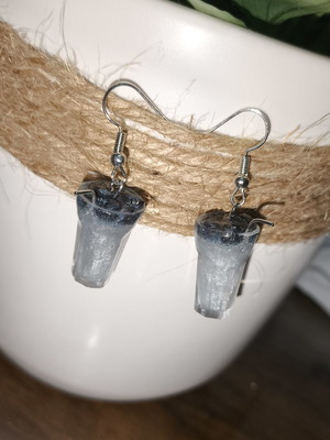 Galaxy cocktail earrings new, blue and silver resin
