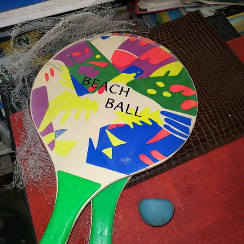 Wooden beach rackets with bright colors new