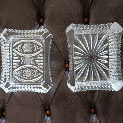Cristallo vintage crystal ashtrays set of 2 like new