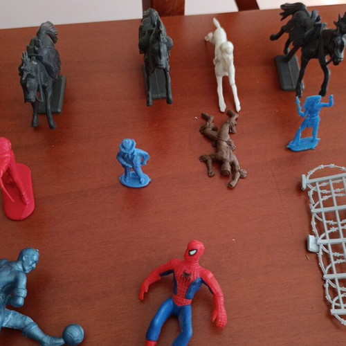 Figures set used, 41 pieces including Spiderman, knights, astronauts, animals