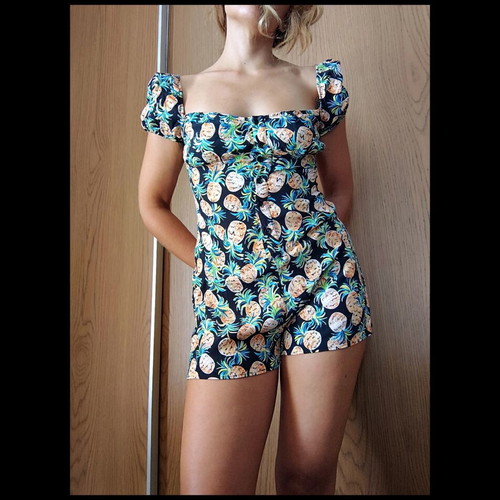 Bershka mini playsuit with tropical pattern