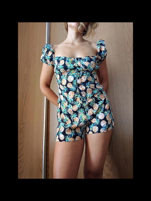 Bershka mini playsuit with tropical pattern
