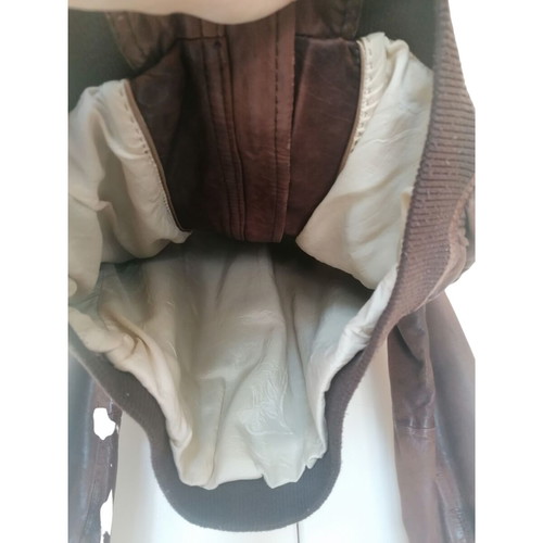 Massimo Dutti leather jacket used, brown, size XS-Small