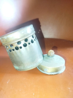 Brass oil lamp used with patina over 100 years old