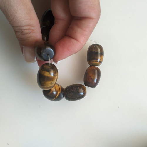 Tigereye beads large, pack of 8, 20x10mm, new